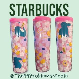 Starbucks 2023 pink bunny & flowers easter venti tumbler